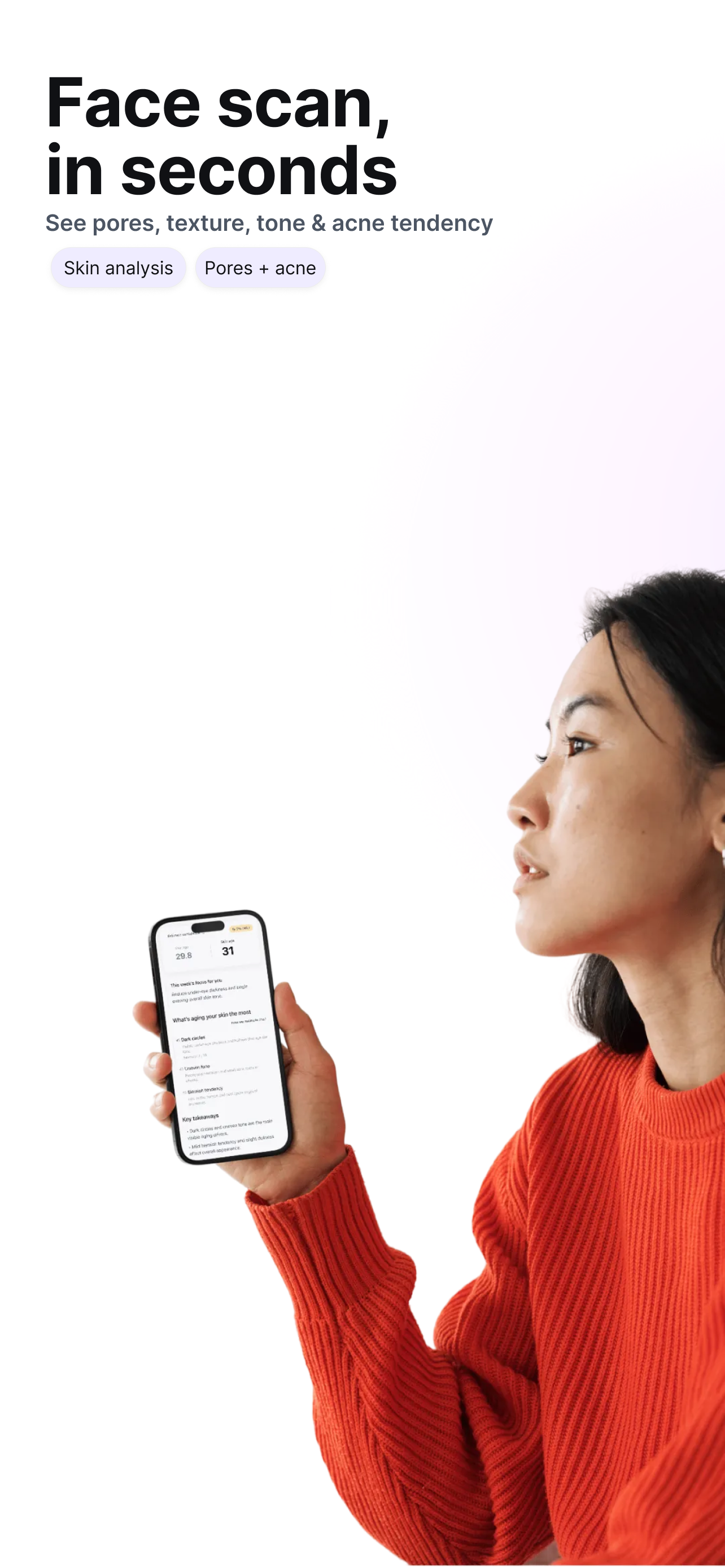 AI skin analysis showing detailed skin traits