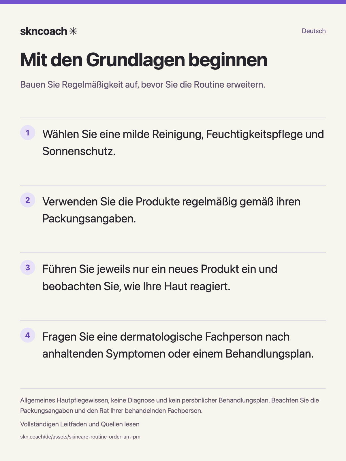 Mit den Grundlagen beginnen: Bauen Sie Regelmäßigkeit auf, bevor Sie die Routine erweitern.