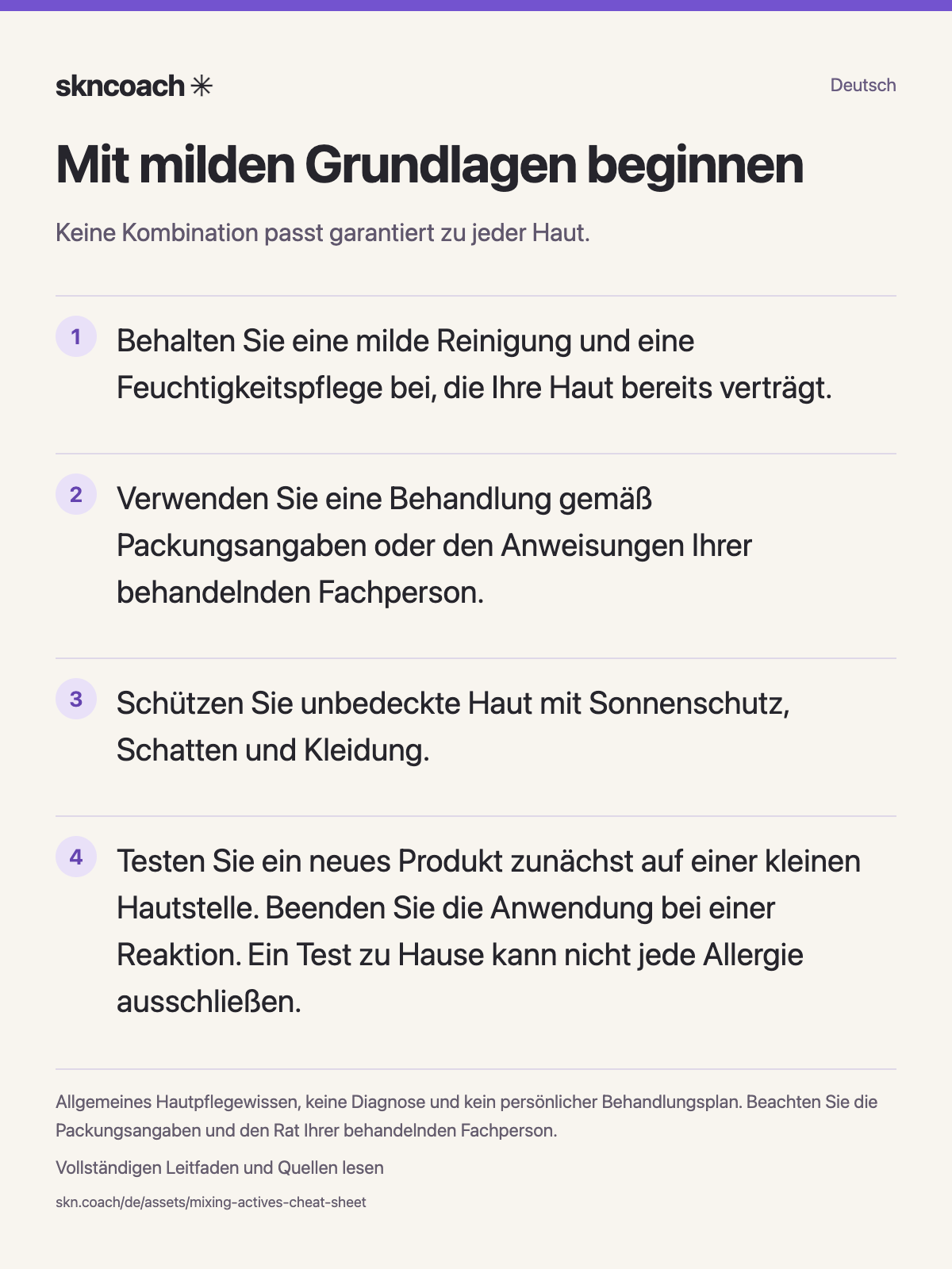 Mit milden Grundlagen beginnen: Keine Kombination passt garantiert zu jeder Haut.