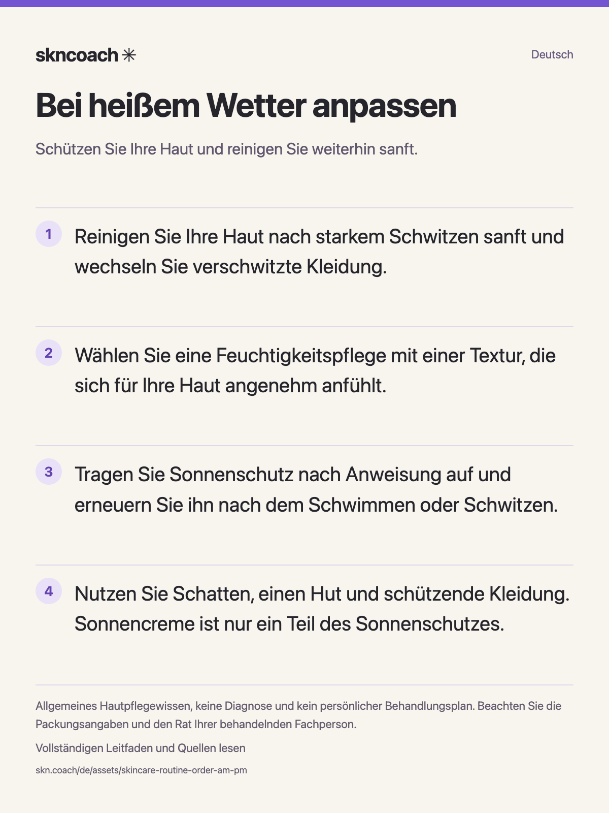 Bei heißem Wetter anpassen: Schützen Sie Ihre Haut und reinigen Sie weiterhin sanft.