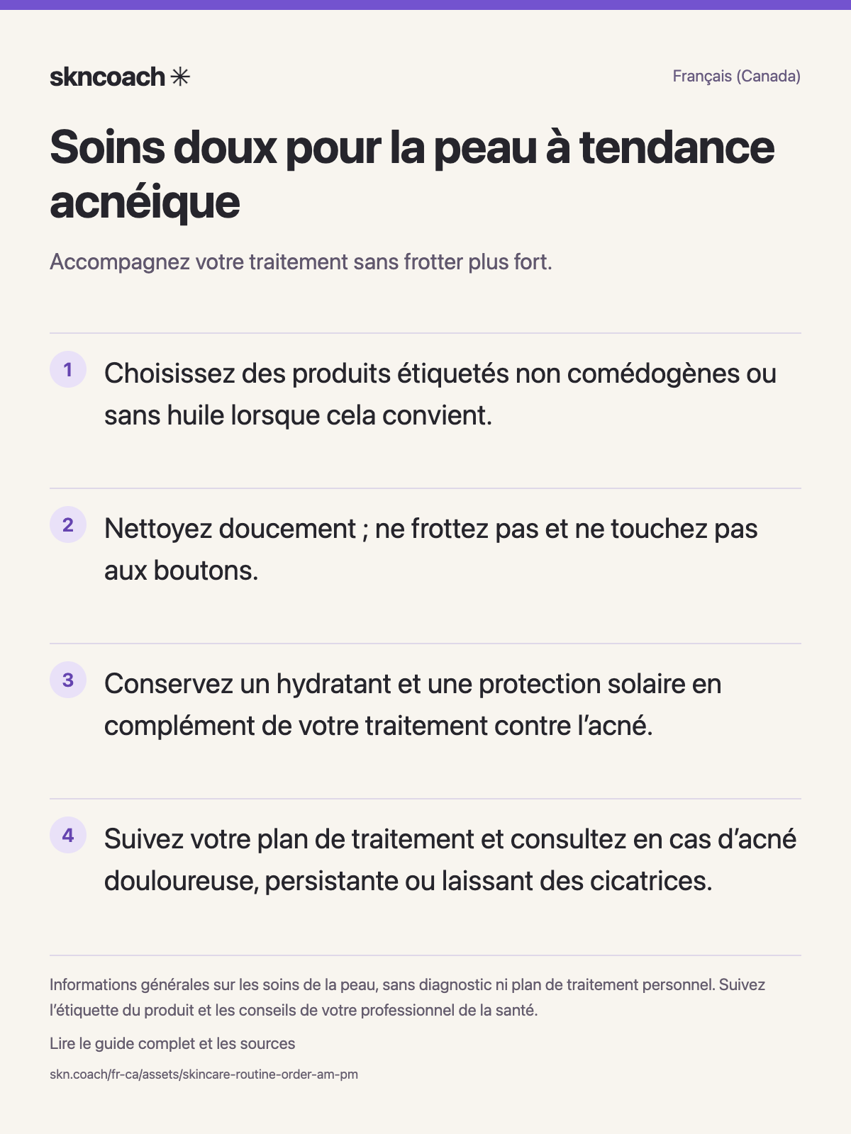 Soins doux pour la peau à tendance acnéique : accompagnez votre traitement sans frotter plus fort.