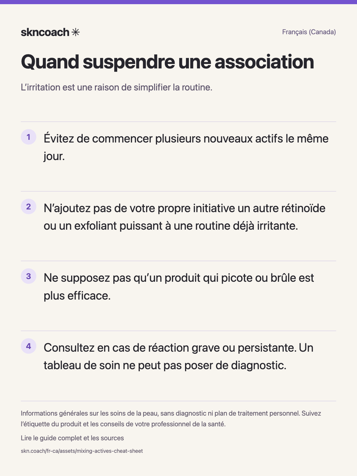 Quand suspendre une association : l’irritation est une raison de simplifier la routine.
