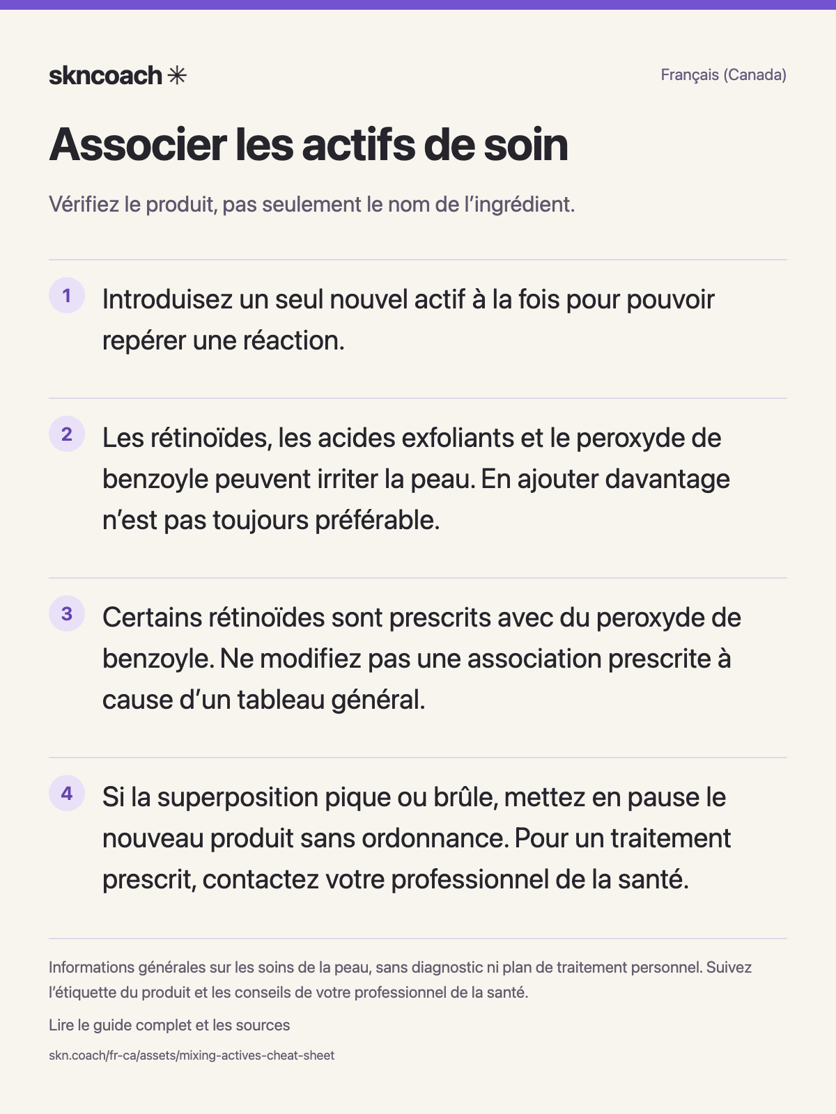 Tableau de compatibilité des actifs de soin