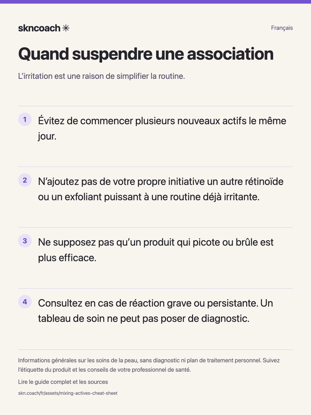 Quand suspendre une association : l’irritation est une raison de simplifier la routine.