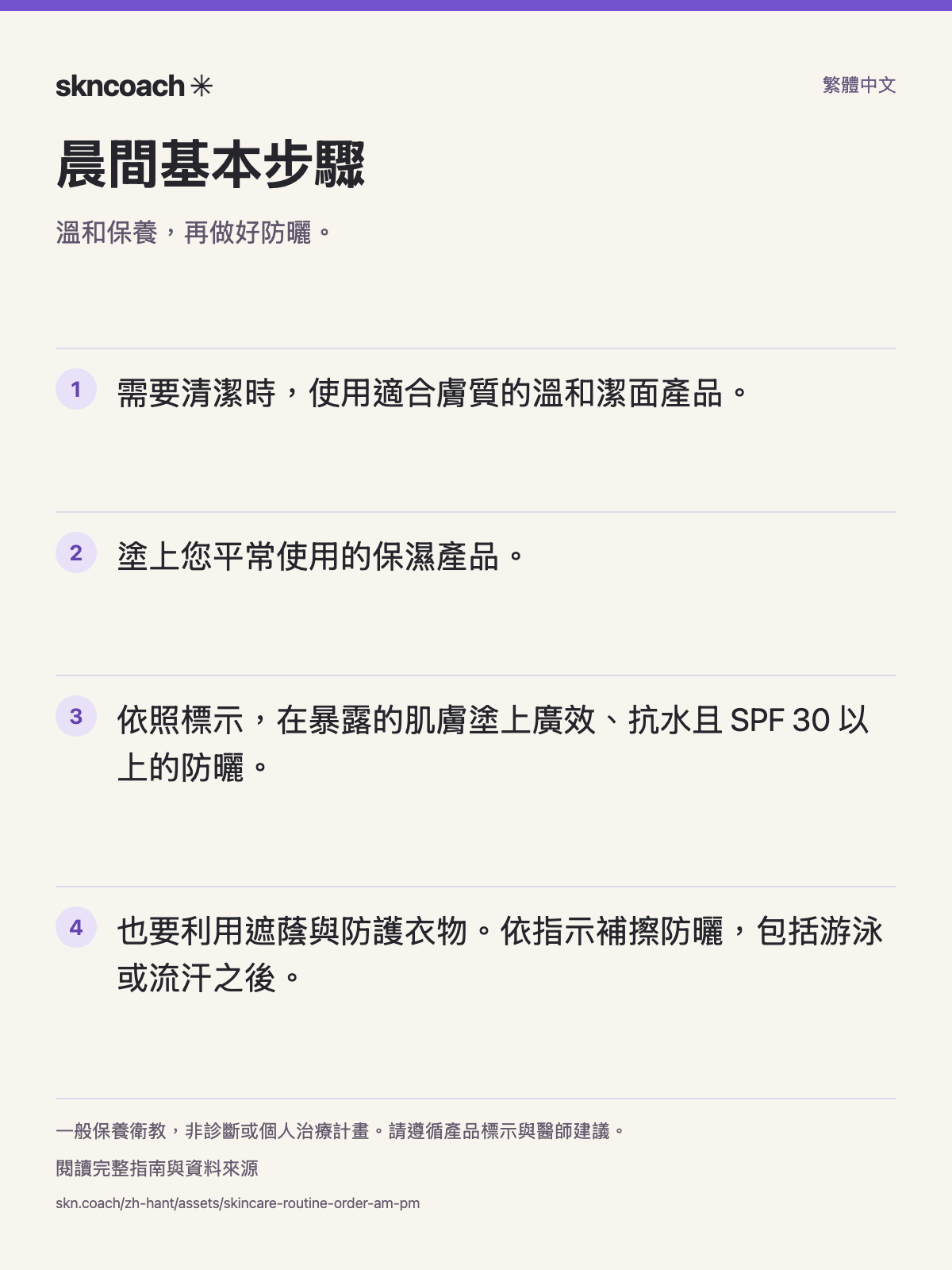 晨間基本步驟：溫和保養，再做好防曬。