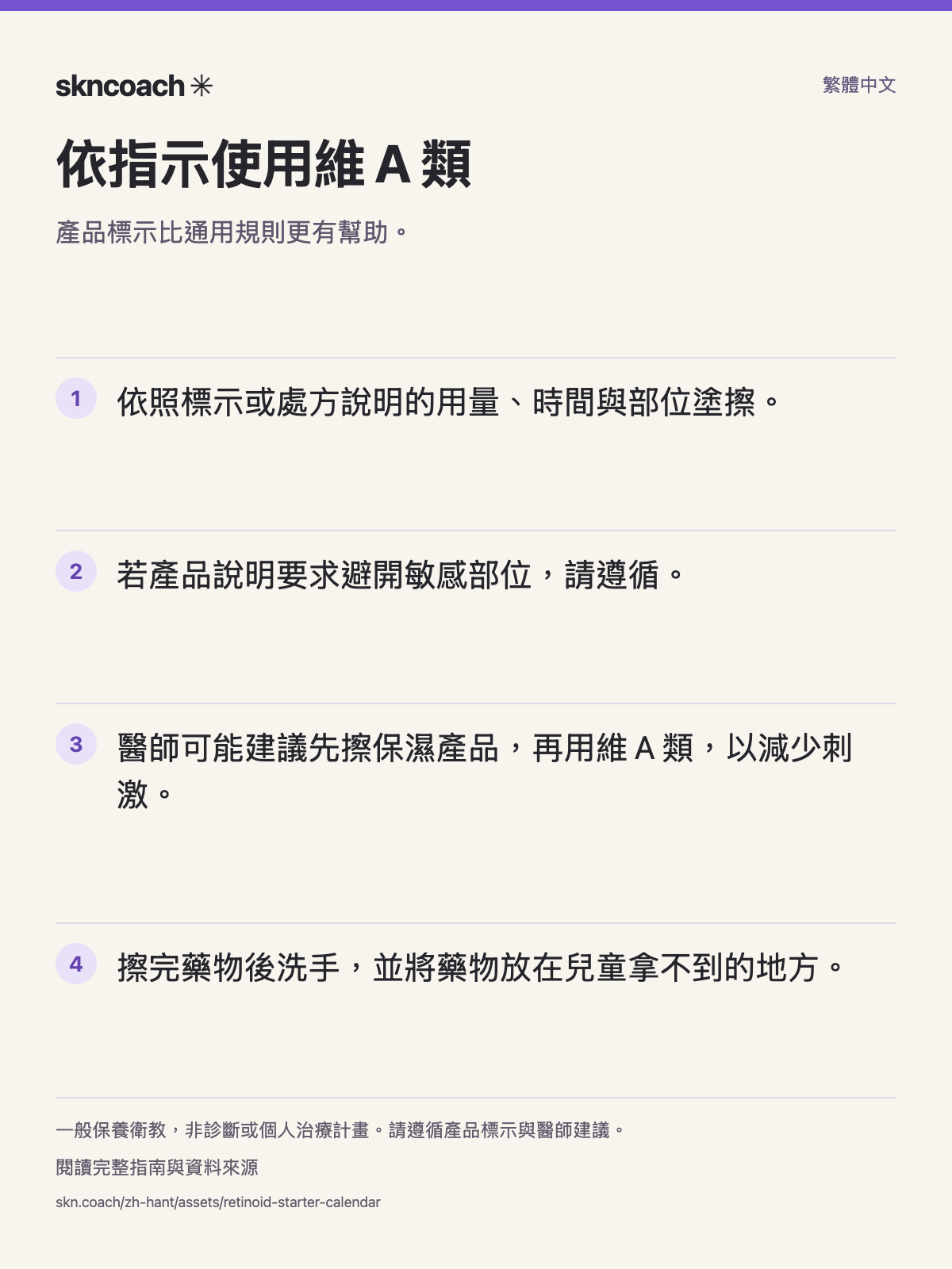 依指示使用維 A 類：產品標示比通用規則更有幫助。