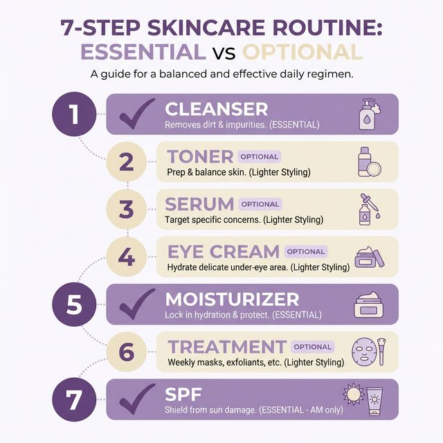 7-Step Skincare Routine — Essential vs. Optional
