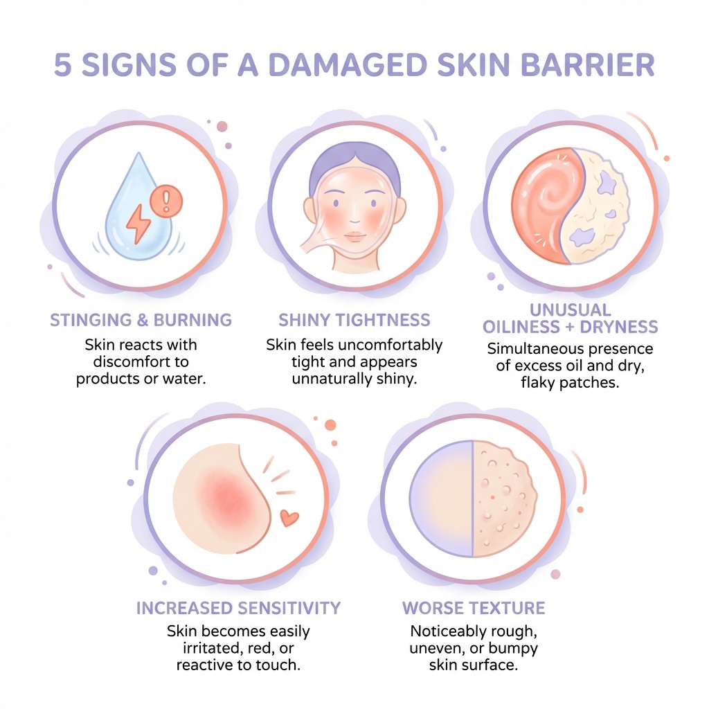 5 signs of a damaged skin barrier infographic