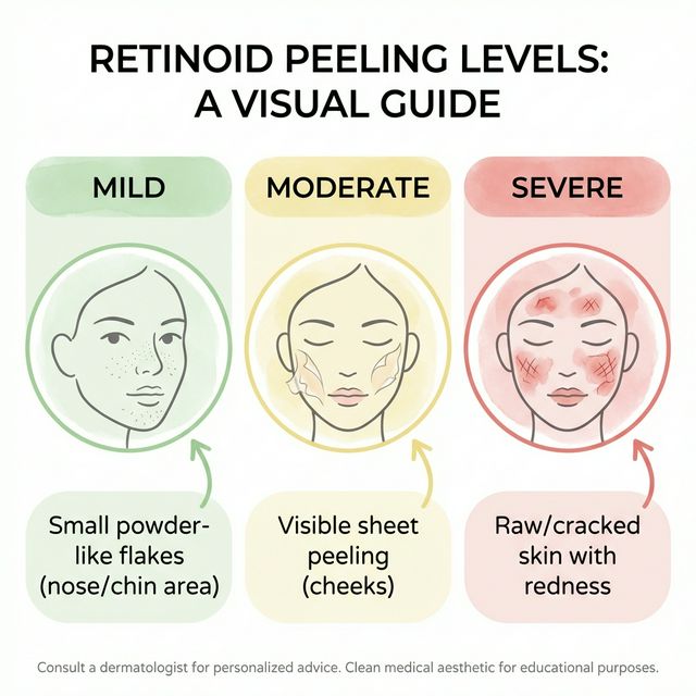 Retinoid peeling severity levels: mild, moderate, severe