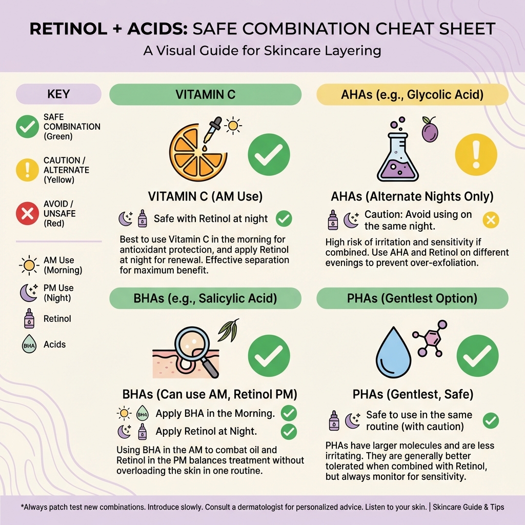 Retinol and acids: safe combination cheat sheet