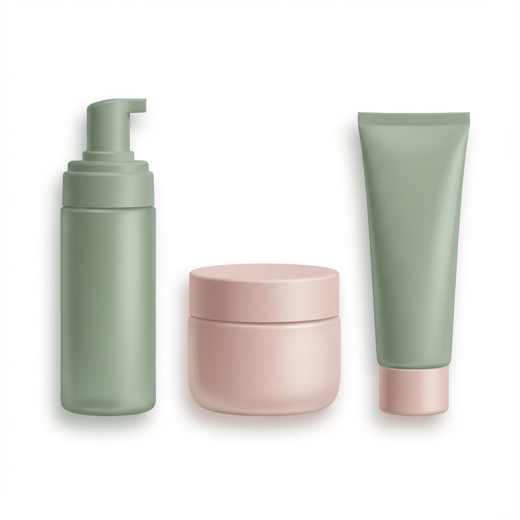 Simple skincare routine: gentle cleanser, moisturizer, and sunscreen