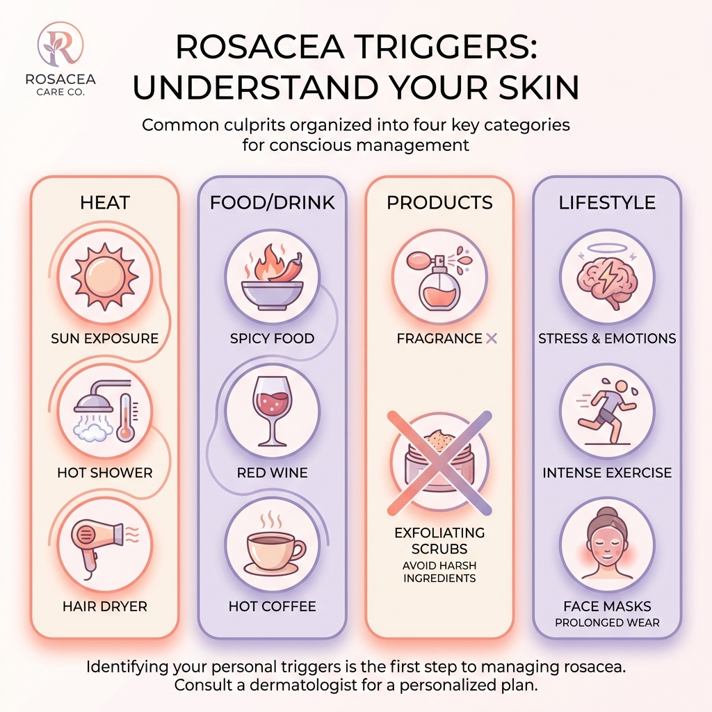 Rosacea triggers organized by category