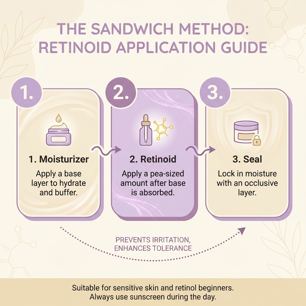 The sandwich method: 3-step retinoid application guide