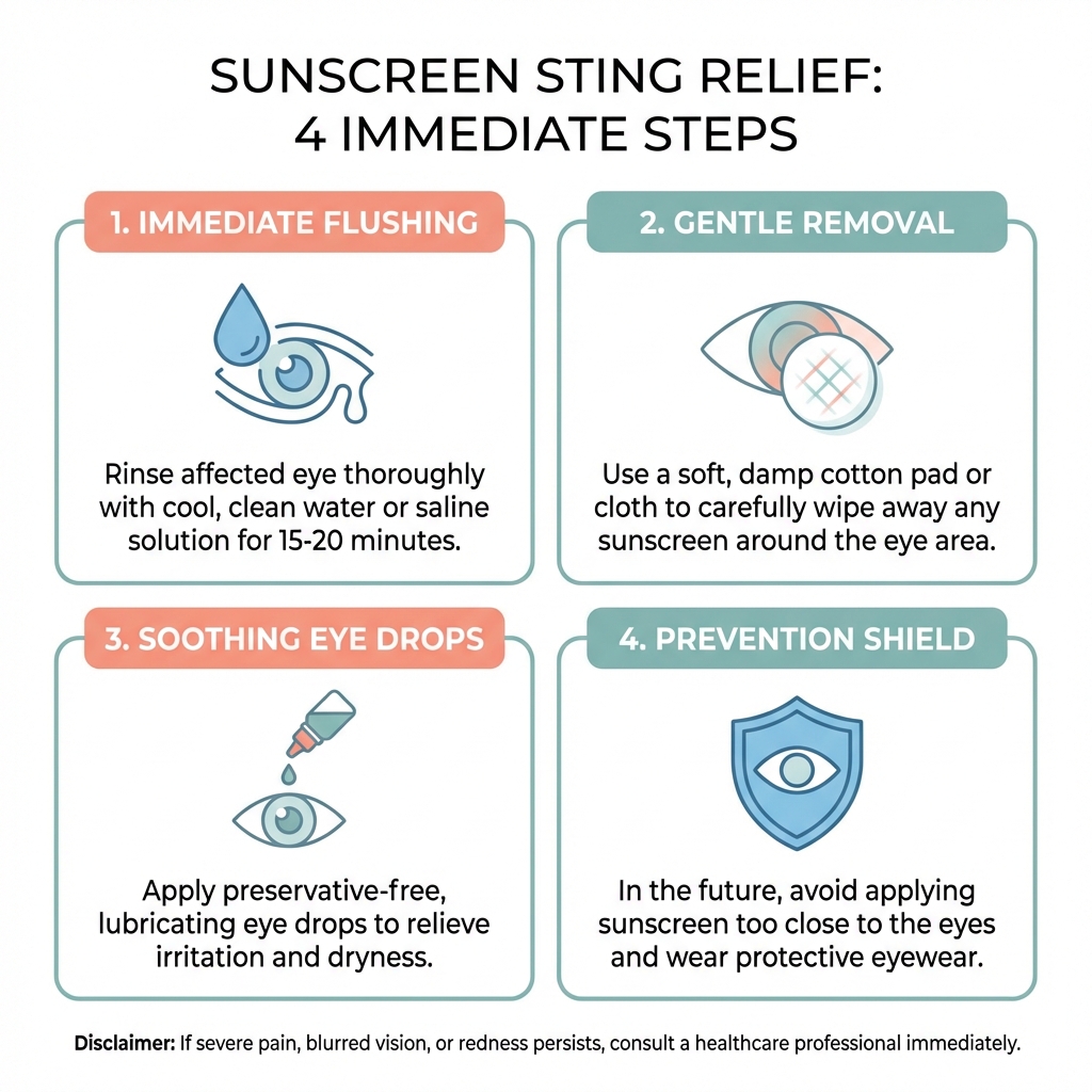 Sunscreen eye sting relief steps