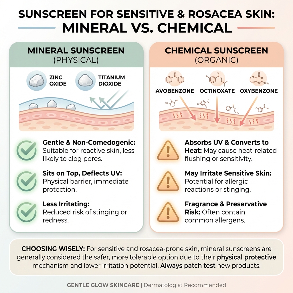 Mineral vs chemical sunscreen comparison chart