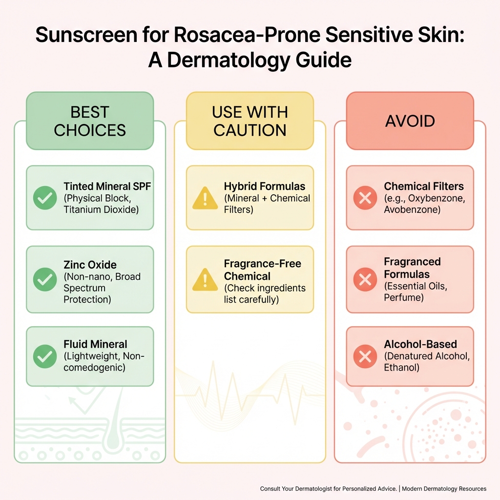 Sunscreen types for rosacea-prone sensitive skin