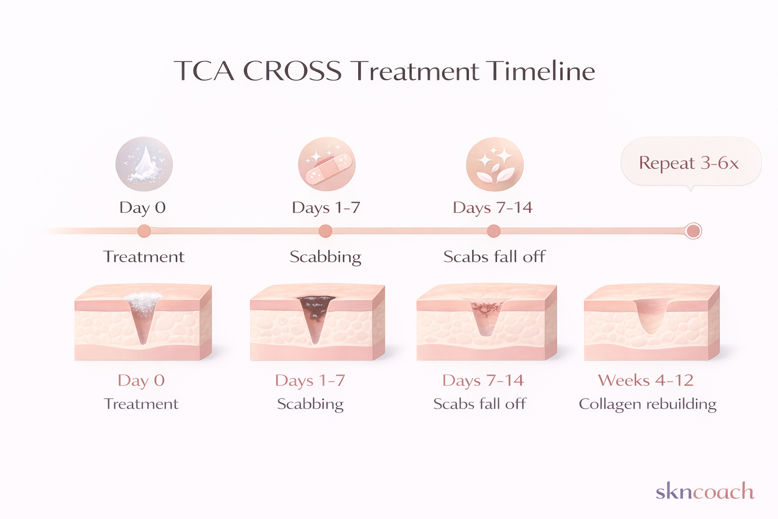 TCA CROSS treatment timeline - from frosting to collagen rebuilding