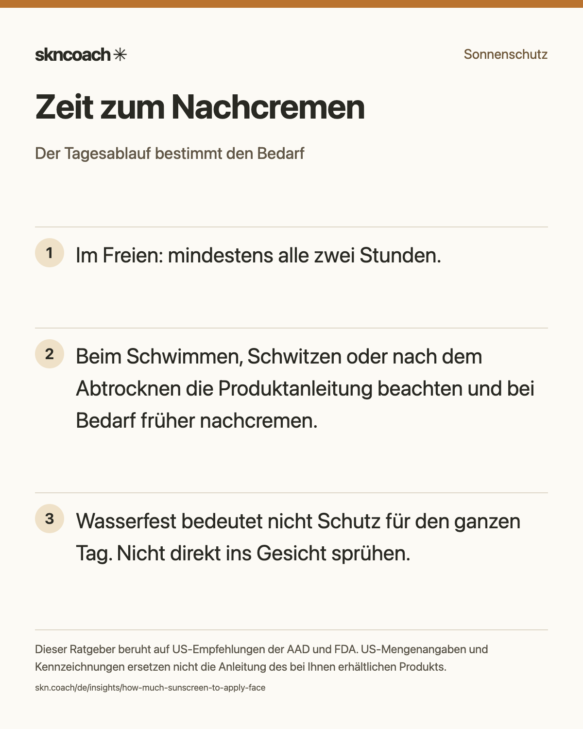 Zeit zum Nachcremen